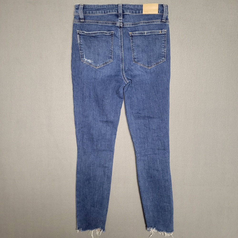 Paige Womens Skinny Distressed Jeans Medium Wash Raw Hem Size 27 - Picture 7 of 12